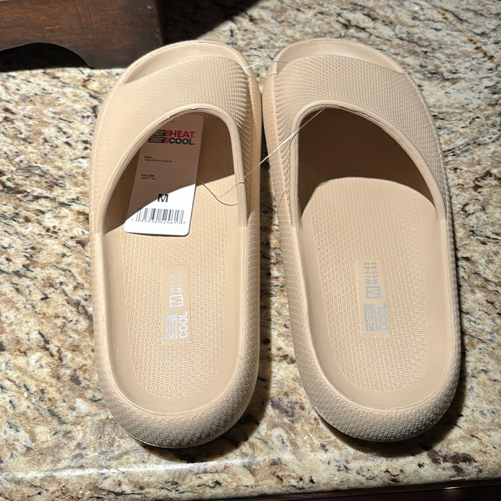 Cute Light Tan cushiony slides!